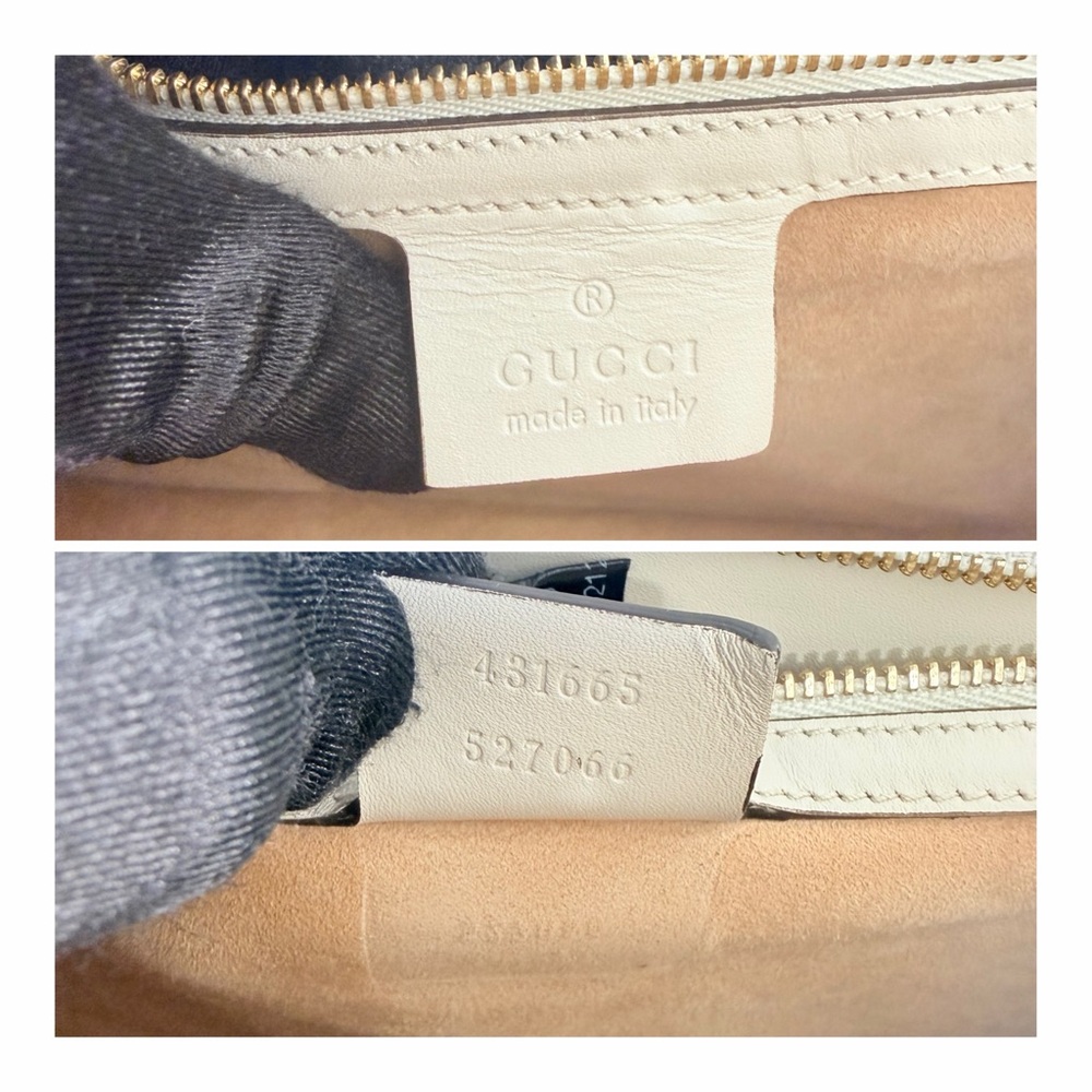 Gucci Sylvie Top Handle Web Chain White Leather Bag Medium - Picture 14 of 16
